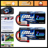 High-Performance 3S Lipo Battery 6200mAh 11.1V 100C Hard Case for RC Cars, Truck Battery