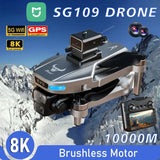 Compact drone with FPV camera, front lights, and four propellers