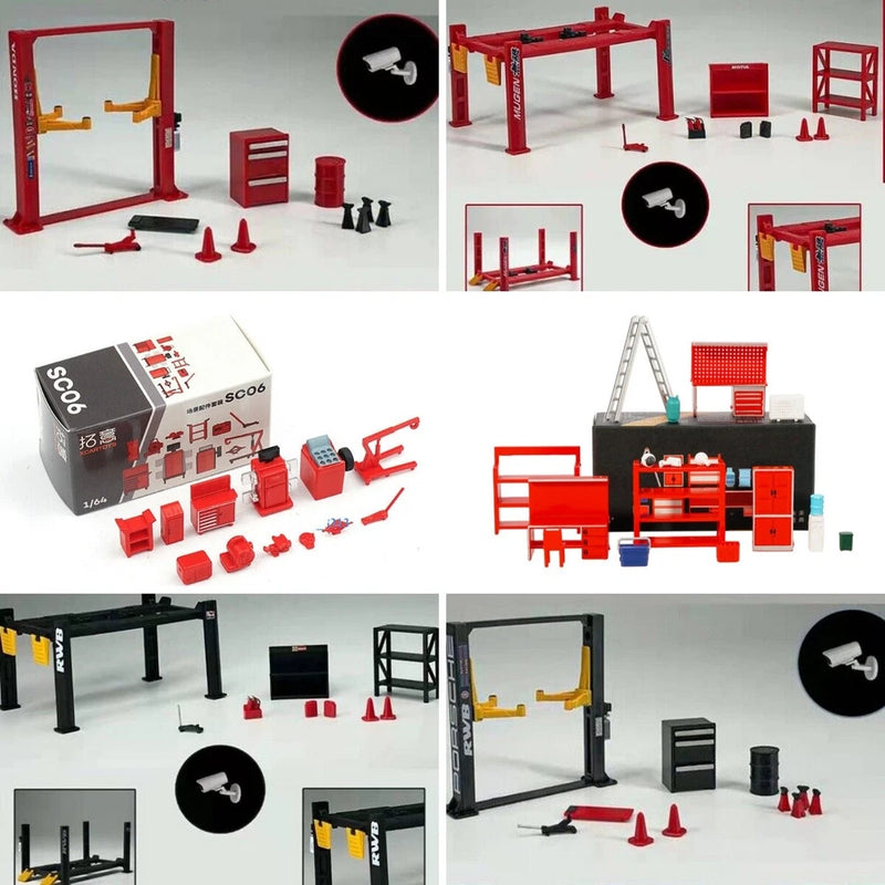 Diorama 1/64 Garage Repair Props Model Set Workshop Scene Model Accessories Toy