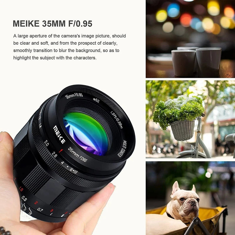 Meike 35mm F0.95 APS-C Large Aperture Manual Lens for Fuji Canon Sony M4/3