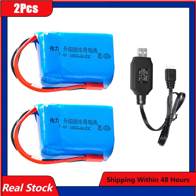 2¡Á 7.4V 1800mah 20C Lipo Battery JST plug for Wltoys A959-b A969-b A979-b K929-B