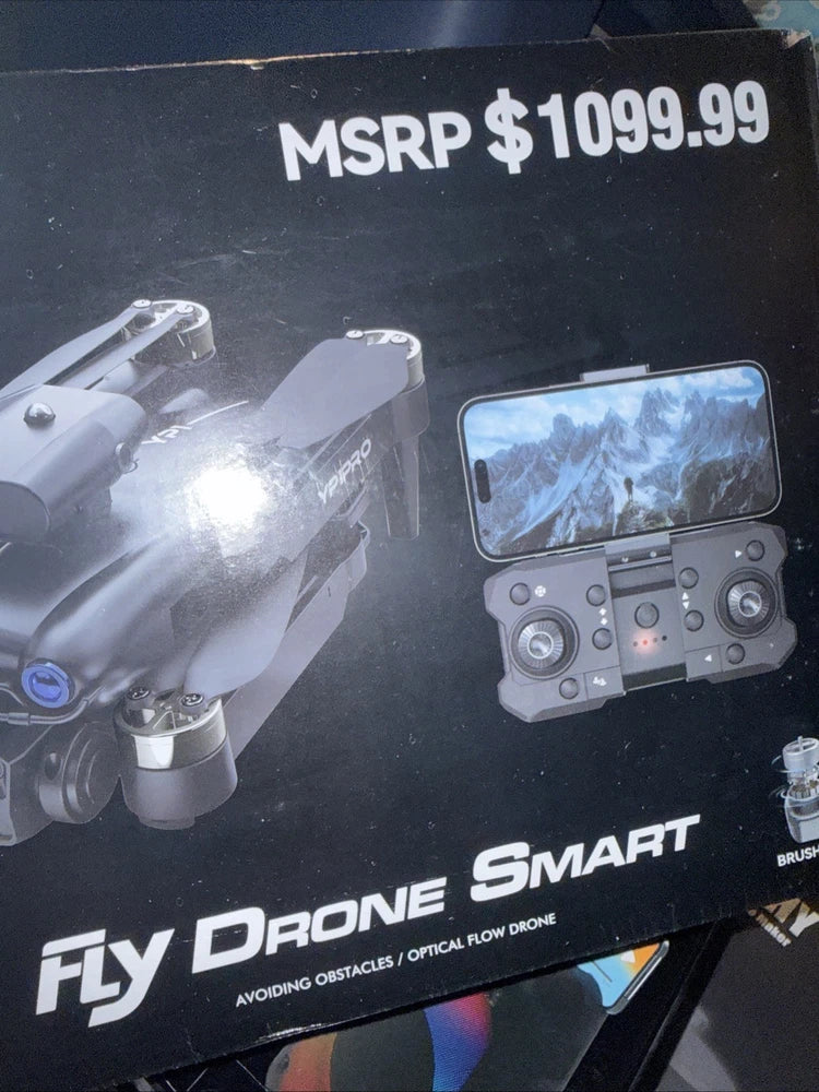 Smart drone with remote controller, obstacle avoidance, and camera display screen