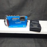 Panasonic Lumix DMC-TS4 GPS Camera - Blue - CRACKED GLASS Still Works Read Look