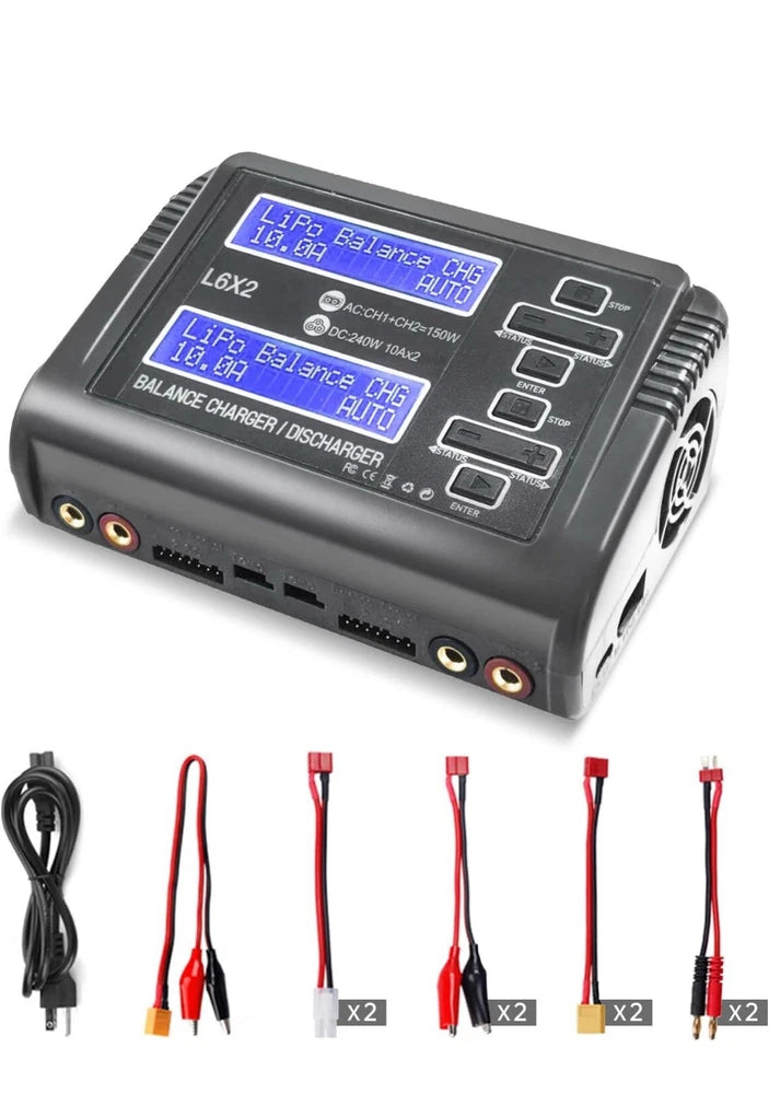 LiPo Battery Charger Dual RC Battery Charger Discharger 240W 10A for RC Car Boat Battery