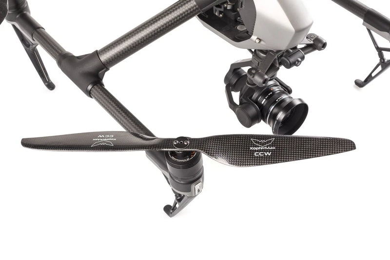 Carbon fiber drone propeller blade with adapter hub, dark gray