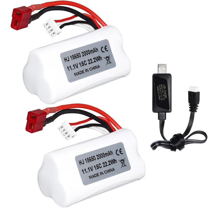 2Pcs 15C 11.1V 2000mAh Lipo Battery For RC Helicopter Drone RC Boat RC Drone
