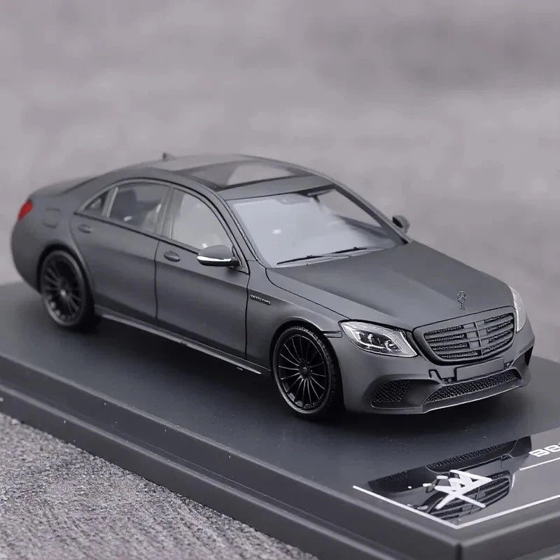 King 1:64 Matte Black AMG S65 W222 Luxury Sports Model Diecast Metal Car