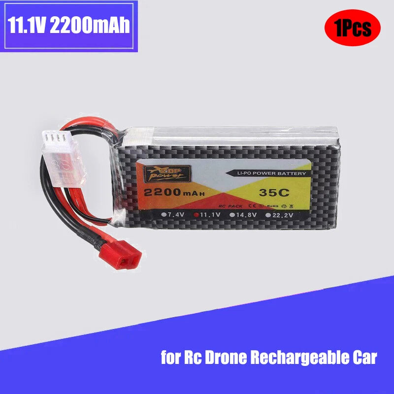1pcs Lipo Battery 11.1v 2200mAh 35c 3s with T Plug For Rc Drone Rechargeable Car