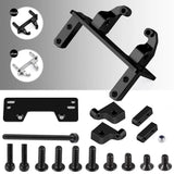 RC aluminium axle servo mount base stand with brackets and mounting screws, black