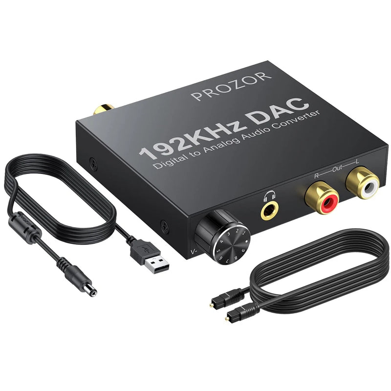 PROZOR 192KHz Digital to 3.5mm & RCA Output, 192khz Dac With Volume Control