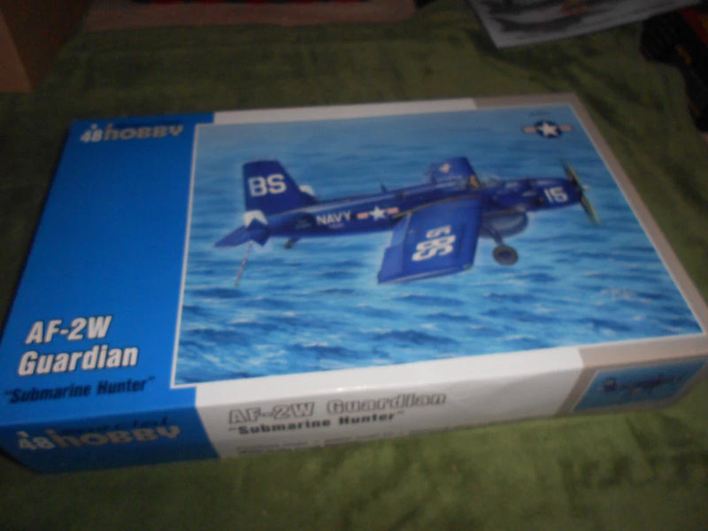 AF-2W Guardian submarine hunter plastic model kit box with aircraft artwork
