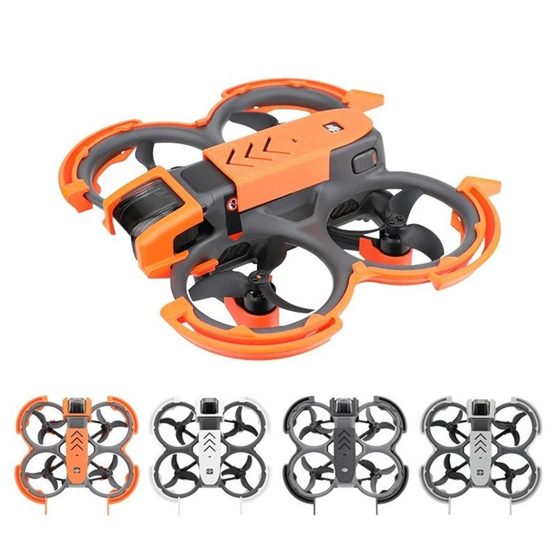 Drone bumper protector ring kit with orange and gray guards and multiple ring pieces