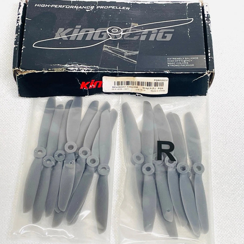 King Kong 5040 drone propeller set, grey blades with 5mm hub hole, marked R