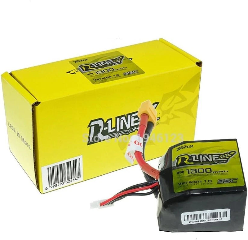 Tattu R-Line 1300mah 4S 14.8V 95C XT60 Square Lipo Battery for RC Drone Plane Battery