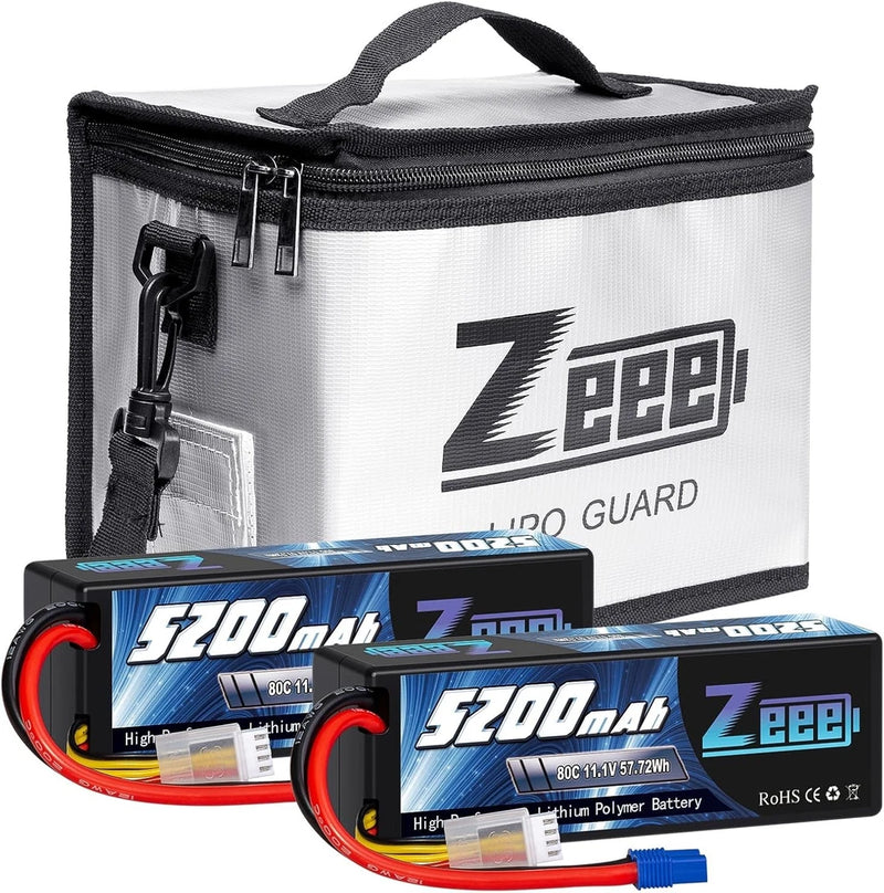 3S Lipo Battery 5200mAh 11.1V 80C Hard Case Battery EC3 Connector 2 Pack