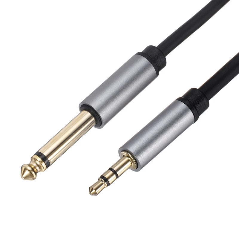 1/4" TS to 1/8" TRS Audio Cable, 16FT Stereo Patch Cord 4.5mm Dia, Black