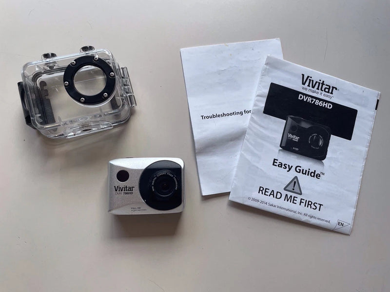 Vivitar DVR786HD-Action Camera + Case NOT WORKING/FOR PARTS/REPAIR-READ!