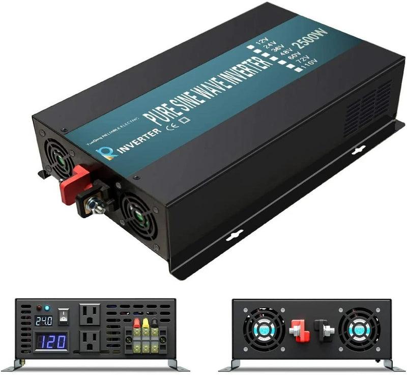 Pure Sine Wave Inverter 2500W 24V DC to AC 120/220V Solar Power Converter Truck