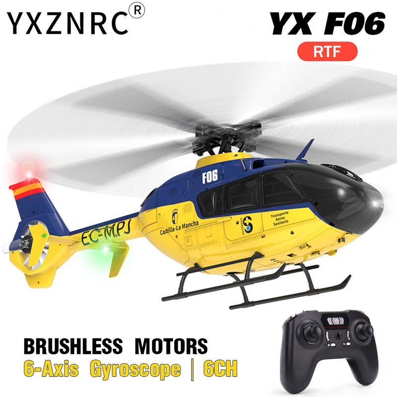YXZNRC RC Helicopter F06 EC135 2.4G 6CH 6 Axis Gyro Flybarless 1:36 RC Plane RTF