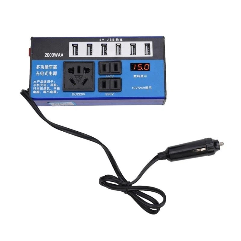 Truck Power Converter Inverter 12V/24V Input to 110V/220V Output 6 Port Chargers