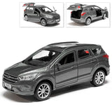 Ford Kuga Metal Model Diecast Car Scale, Collectible Toy Cars, Silver, 1/36
