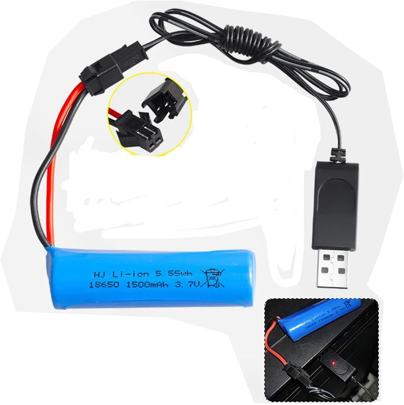 3.7V 1500mAh Li-ion Battery SM Plug with USB for DE45 DE42 RC Car 1:14 Off-Road