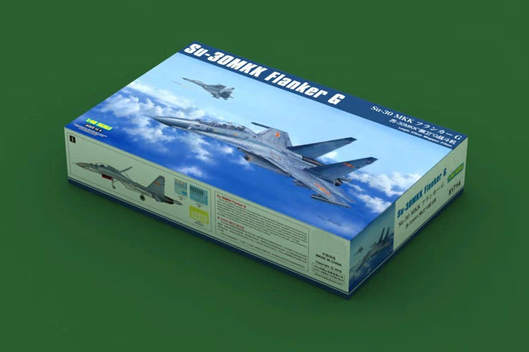 Hobbyboss 1/48 Su-30MKK Flanker G model kit box with fighter plane artwork