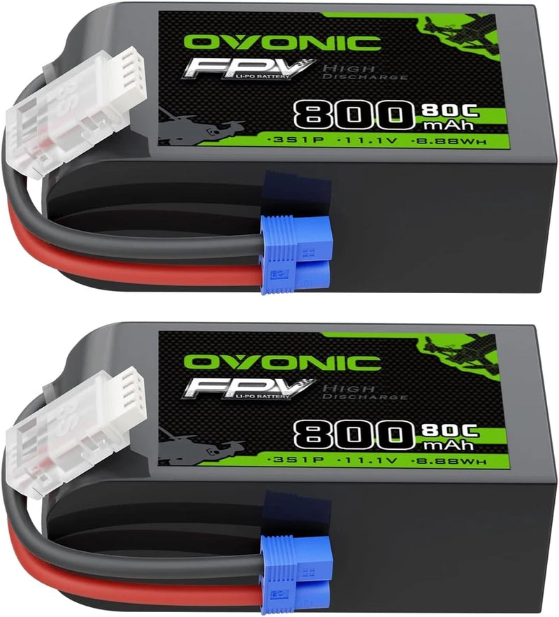 11.1V 80C 800mAh 3S Lipo Battery with EC2 Plug 1 Package Including 2 Battery