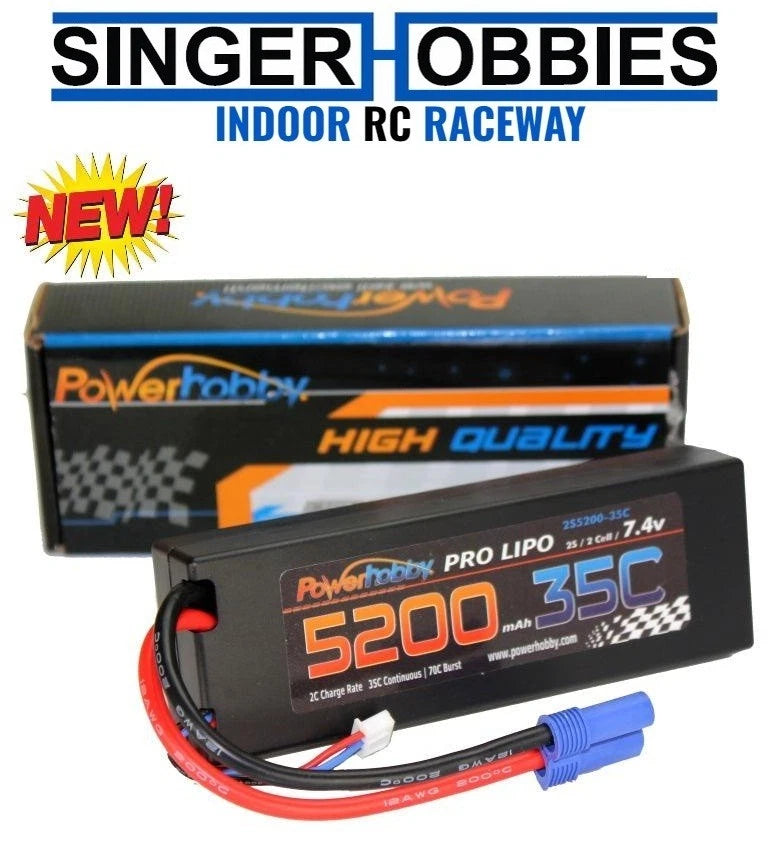 POWERHOBBY 2S520035EC5 2s 7.4v 5200mah 35c Lipo Battery w/ EC5 Plug 2-Cell Battery