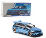 Pop Race 1:64 Honda Civic EG6 Pandem v1.5 Blue Chrome Diecast Model Car PR640206