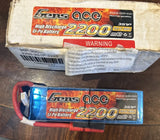 RC LiPo battery pack, 3S 11.1V 2200mAh, blue and red label, shrink wrap