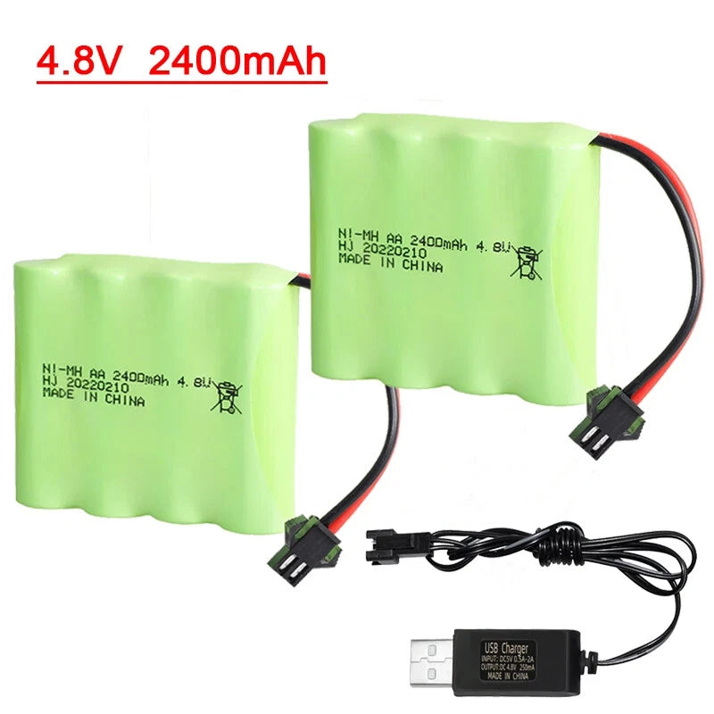 2pcs Ni-MH AA Battery 4.8v 2400mAh SM-2P For Remote Control toys Cars RC boat Battery