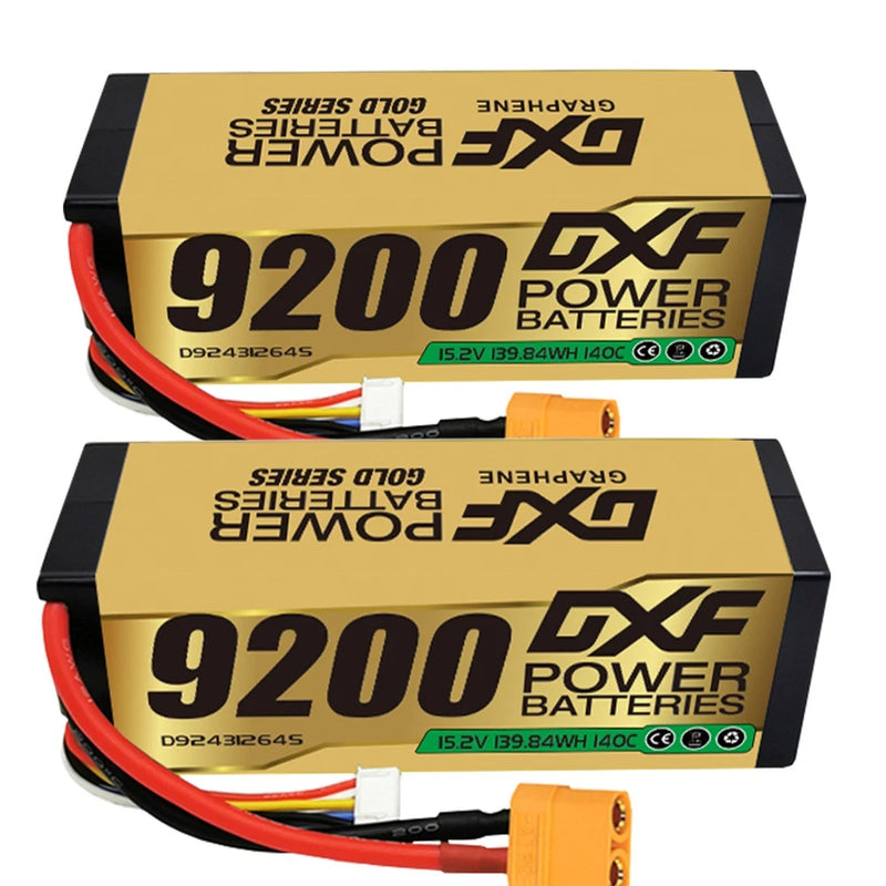 DXF 2PCS Performa Racing Graphene  Lipo 9200 15.2V 140C Battery GOLDEN XT90