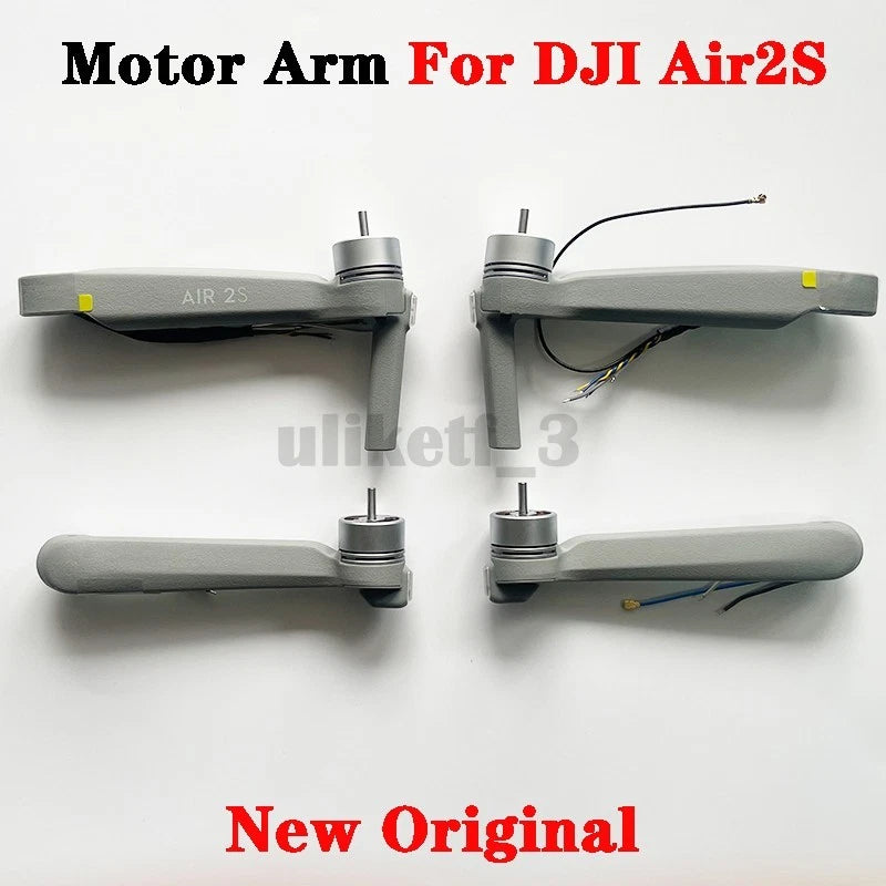 Gray drone motor arm repair parts set with four folding arms and mounted motors