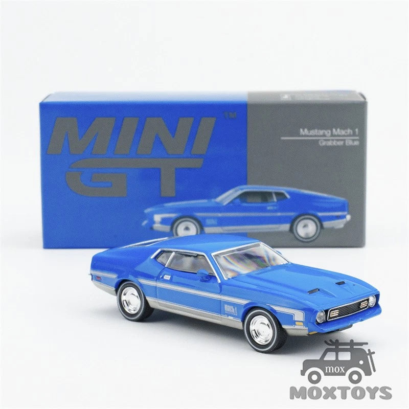 Mini GT 1:64 Mustang Mach 1 Grabber Blue Diecast Model Car