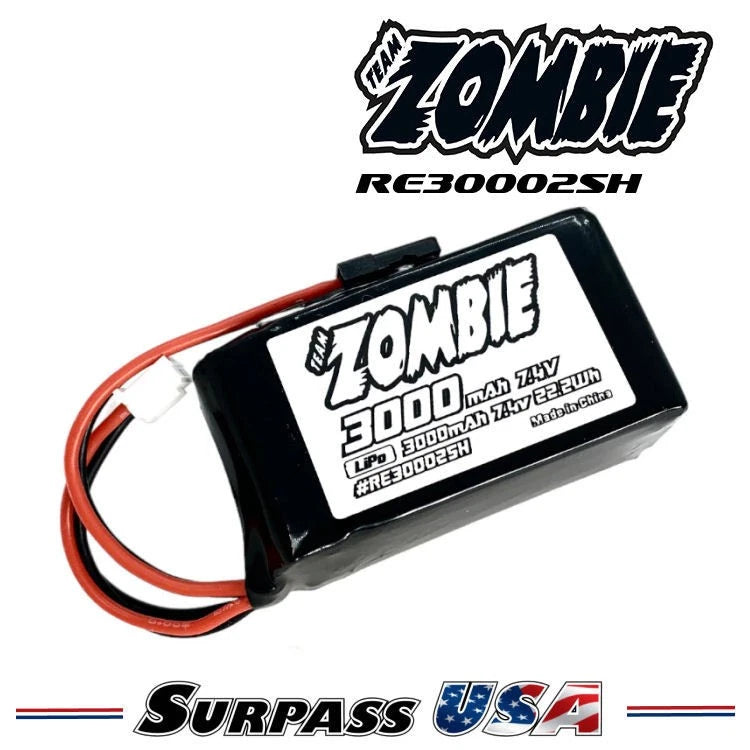 Team Zombie 3000mah 7.4V LiPo Receiver Hump Pack fits Tekno & Kyosho Battery