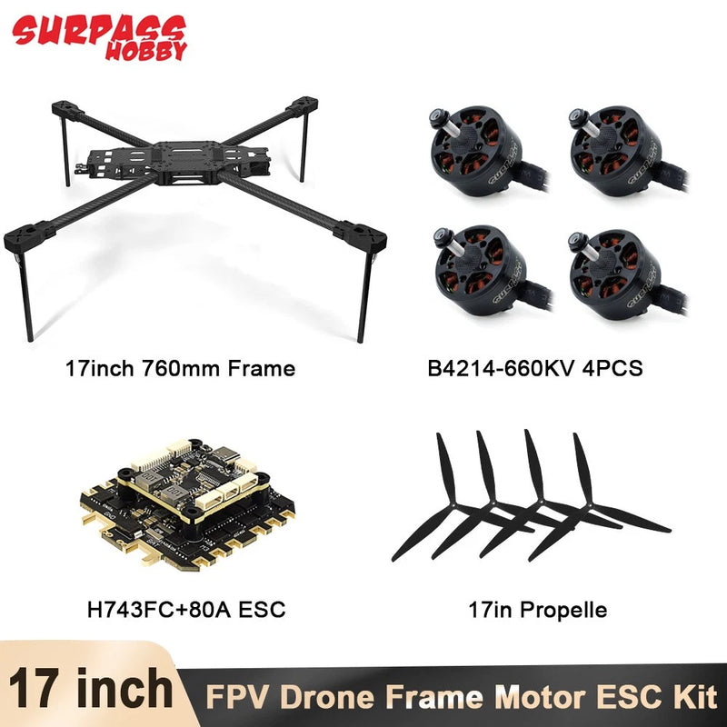 SURPASSHOBBY 17 in FPV Drone Frame Kit Wheelbase Brushless Motor Propeller 10KG