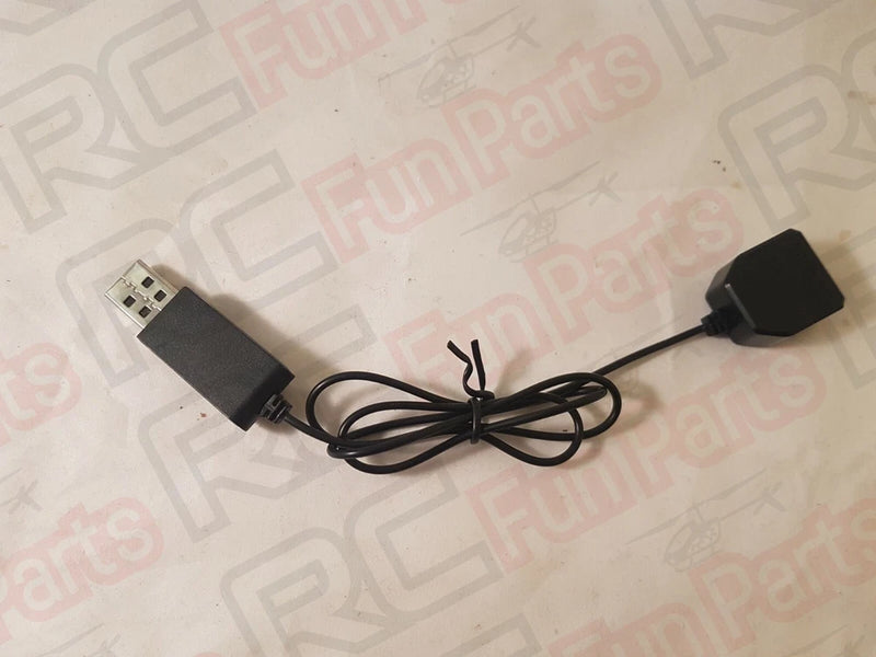 USB-A to black battery charging cable with molded connectors for RC drone