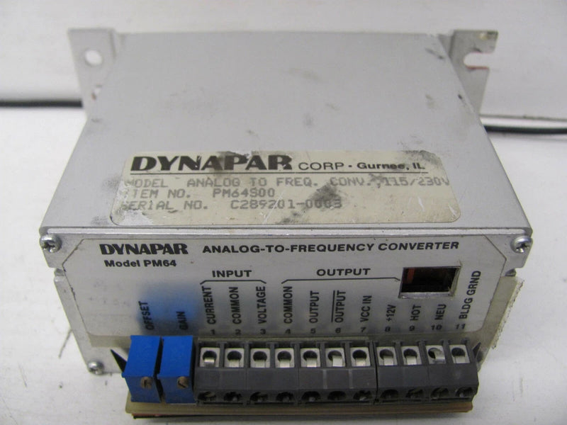 DYNAPAR DANAHER CONTROLS PM64S00 INPUT MODULE ANALOG-FREQUENCY CONVERTER USED