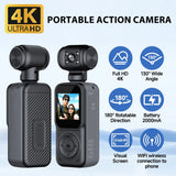 260?? Dual Lens WiFi HD 4K/2K Replaceable Battery Action Mini Body Camera Video