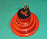 Orange round battery switch cap with wire terminal and red/black markings