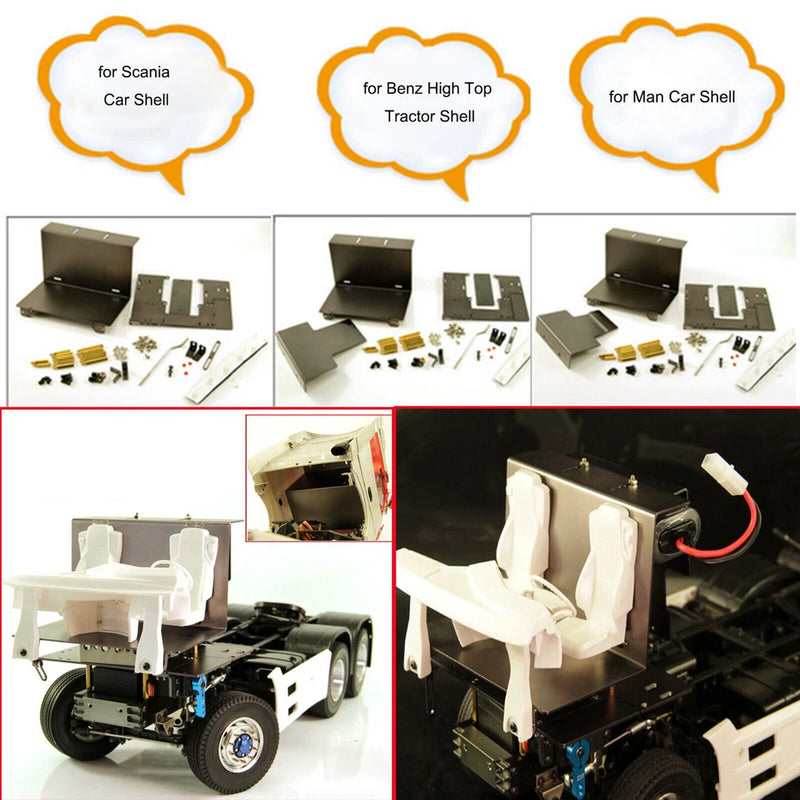 Metal Steering Servo Mount Radio Tray Cab Floor Board Kit for 1/14 Tamiya RC Car