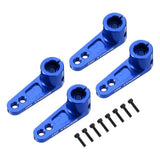 Dark blue aluminum steering servo arm horn set, 4 pcs, with mounting screws