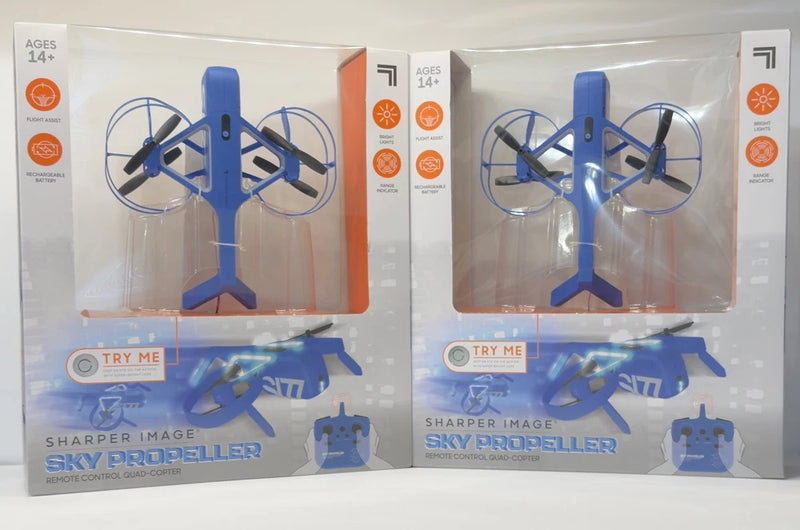 LOT of 2 Sharper Image Sky Propeller Drone w/ LED Lights Quad Copter Drone NIB!