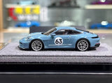 1:64 DPM Blue 911 992 ST #63 Sports Model Diecast Resin Car