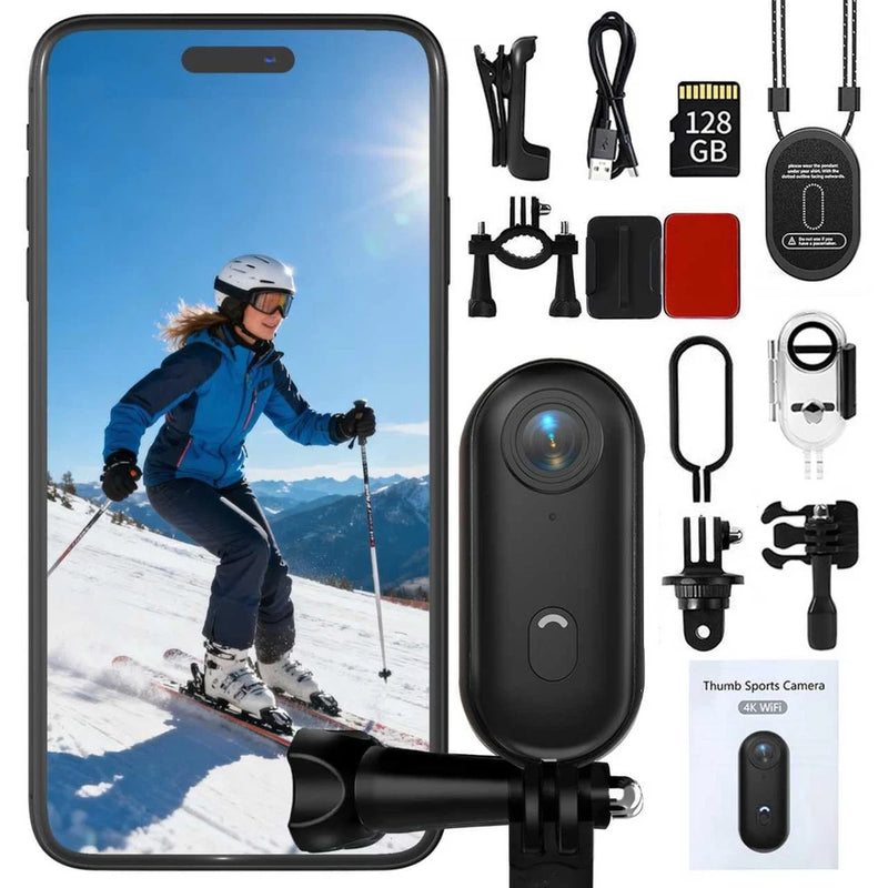 NUISK 4K Thumb Action Camera | 128G Sports Camera for POV Photoshooting Water...