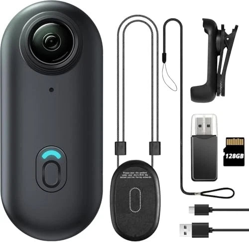 4K Mini Body Camera, Wearable Action Body Cam, Thumb Size Hands 128GB 4K-Grey