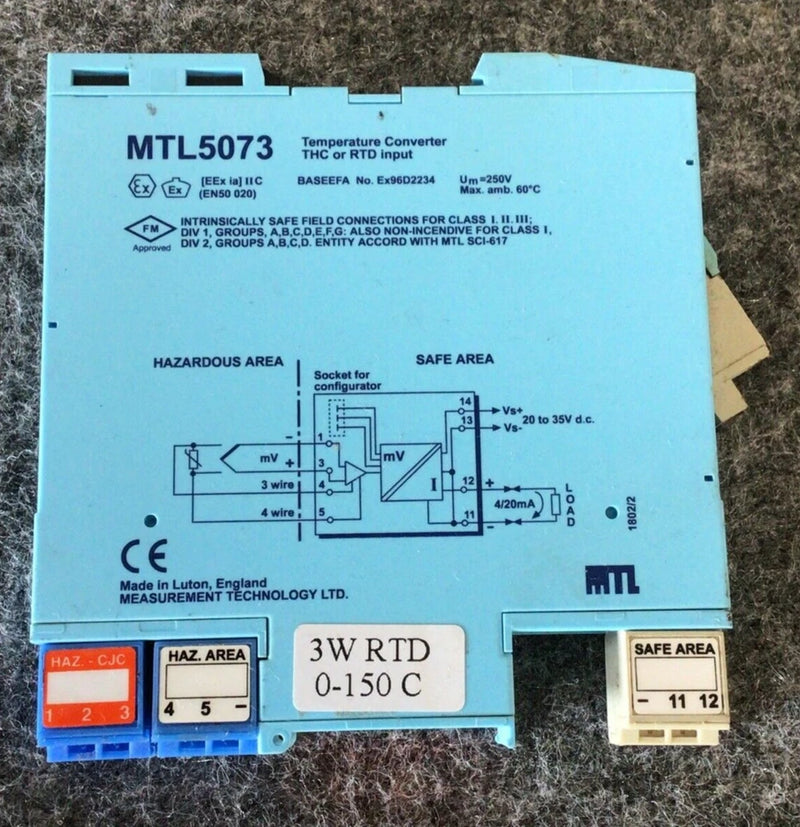 MTL MTL5073 MTL 5073 Temperature Converter THC or RTD Input Used