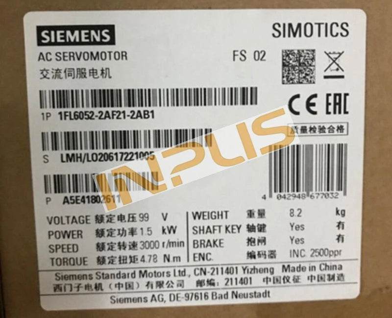 1FL6 052-2AF21-2AB1 NEW SIEMENS AC Servo Motor Converter 1FL6052-2AF21-2AB1