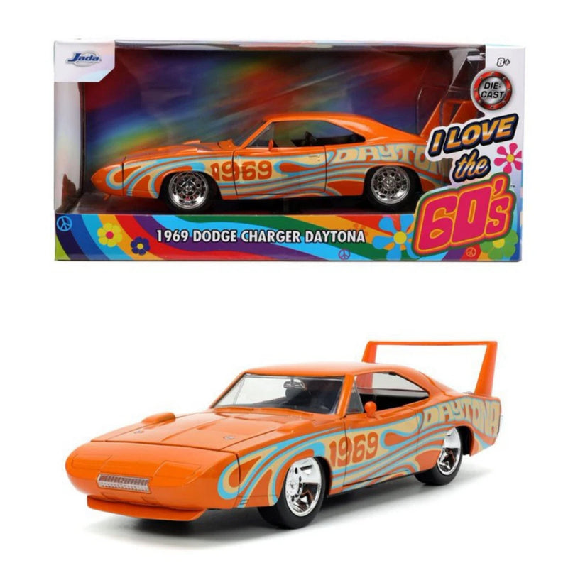 31389) JADA I LOVE THE 60'S 1969 DODGE CHARGER DAYTONA 1/24 DIECAST MODEL ORANGE